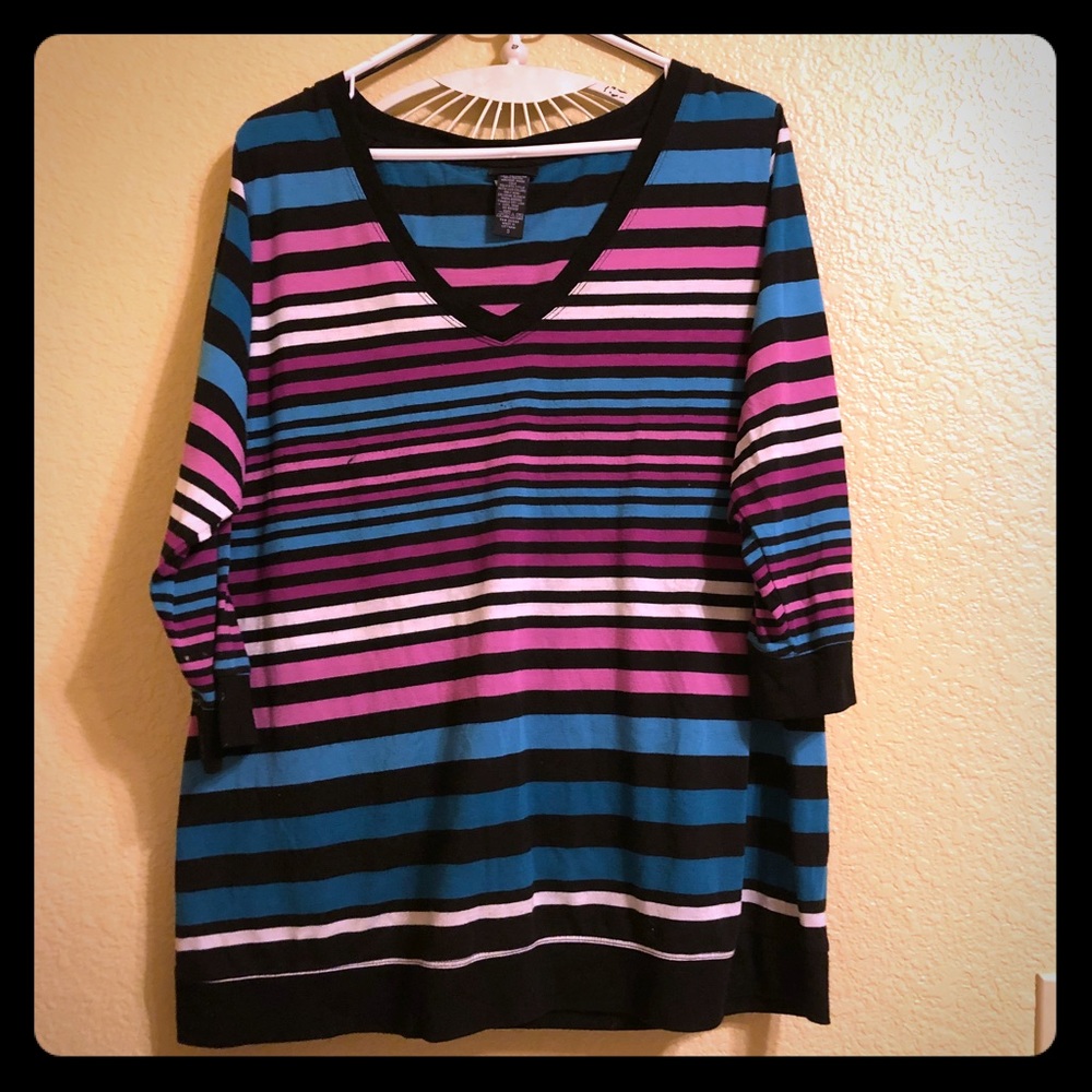 TORRID plus size 3 striped colorful 3/4 sleeve EUC